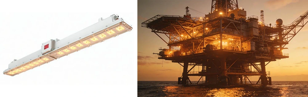 amber light linear hazardous location lighting for marine areas