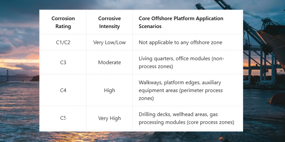 corrosion rating and core off shore applications