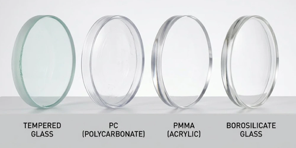 Tempered Glass vs PC vs PMMA vs Borosilicate Glass for Lighting