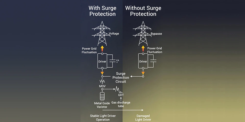 lighting system with and without surge protection