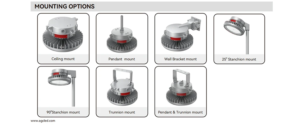 multiple mounting options of AGC explosion proof lights