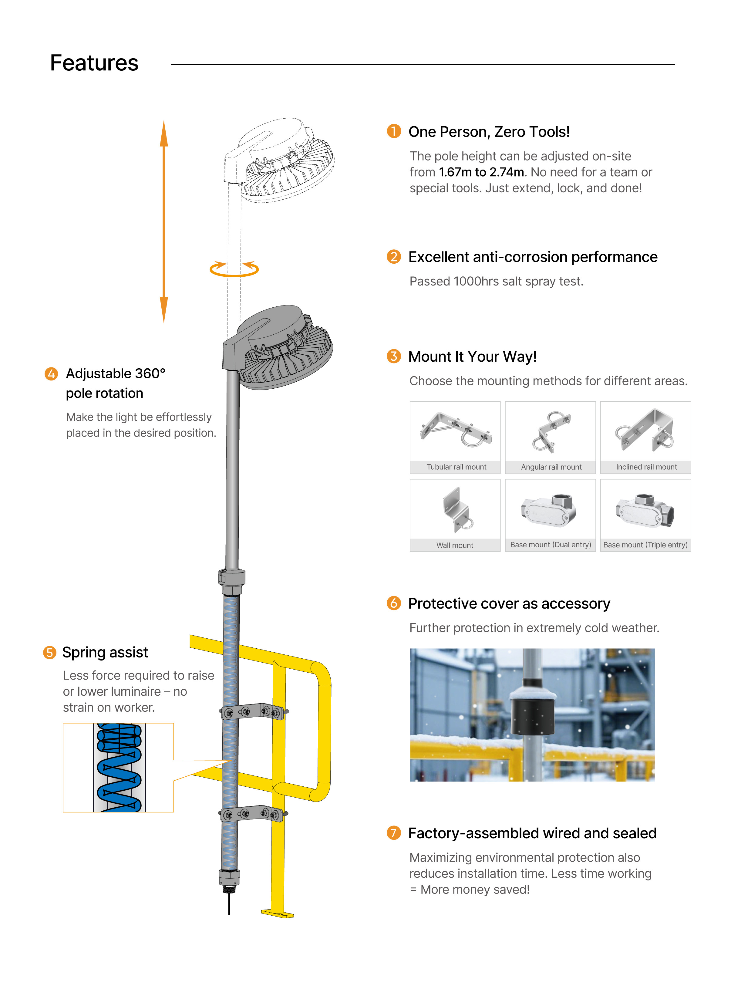 HA09 adjustable light pole with spring assist (2)