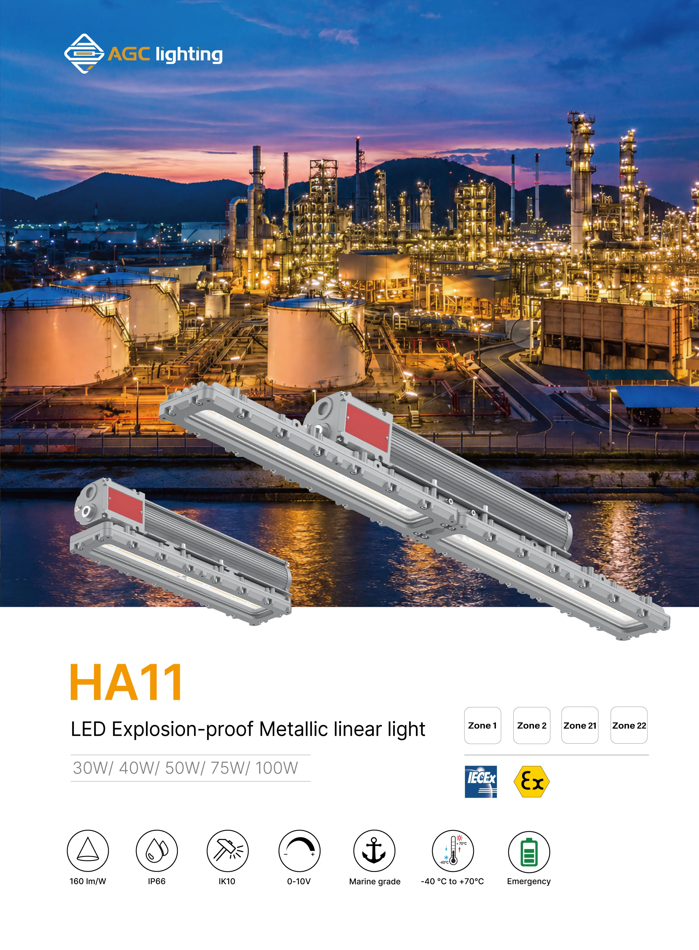 HA11 LED explosion proof merallic linear light Zone 1 01